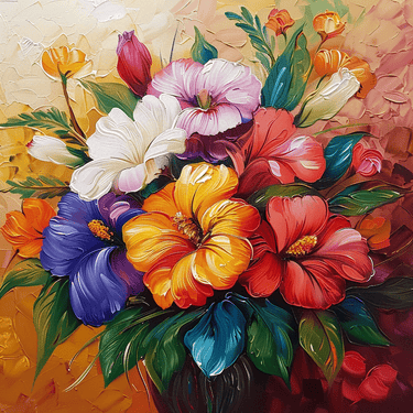 Palette Knife Abstract Flower Canvas